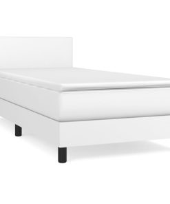 Krevet s oprugama i madracem bijeli 100x200 cm od umjetne kože