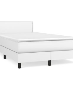 Krevet s oprugama i madracem bijeli 120x200 cm od umjetne kože