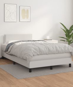 Krevet s oprugama i madracem bijeli 120x200 cm od umjetne kože