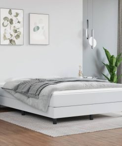 Krevet s oprugama i madracem bijeli 140x200 cm od umjetne kože