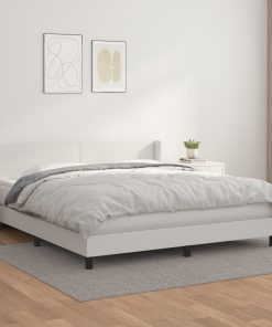 Krevet s oprugama i madracem bijeli 180x200 cm umjetna koža