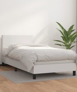 Krevet s oprugama i madracem bijeli 80 x 200 cm od umjetne kože