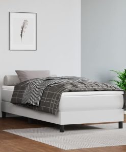 Krevet s oprugama i madracem bijeli 90 x 190 cm od umjetne kože