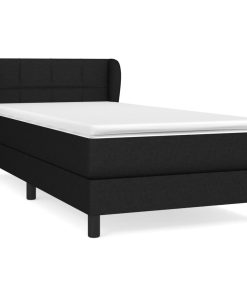 Krevet s oprugama i madracem crni 100 x 200 cm od tkanine