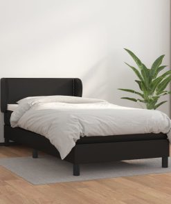 Krevet s oprugama i madracem crni 100x200 cm od umjetne kože