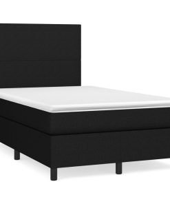Krevet s oprugama i madracem crni 120 x 200cm od tkanine