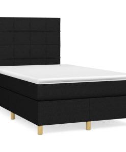 Krevet s oprugama i madracem crni 120 x 200cm od tkanine