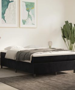 Krevet s oprugama i madracem crni 140 x 190 cm baršunasti