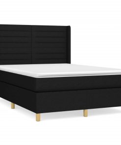 Krevet s oprugama i madracem crni 140 x 190 cm od tkanine