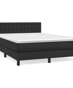 Krevet s oprugama i madracem crni 140 x 190 cm od umjetne kože
