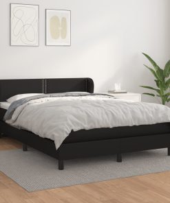 Krevet s oprugama i madracem crni 140 x 200 cm od umjetne kože