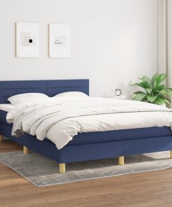 Krevet s oprugama i madracem plavi 140x200 cm od tkanine