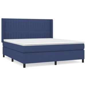 Krevet s oprugama i madracem plavi 180x200 cm od tkanine