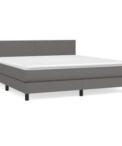 Krevet s oprugama i madracem sivi 180 x 200 cm od umjetne kože