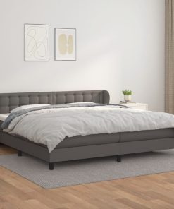 Krevet s oprugama i madracem sivi 200x200 cm od umjetne kože