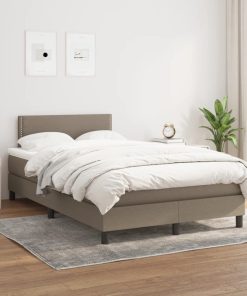 Krevet s oprugama i madracem smeđesivi 120 x 200 cm od tkanine