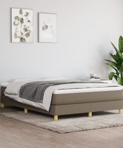 Krevet s oprugama i madracem smeđesivi 140x200 cm tkanina