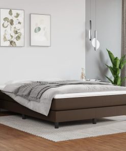 Krevet s oprugama i madracem smeđi 140x200 cm od umjetne kože