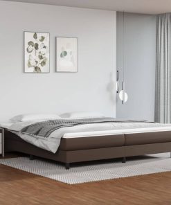 Krevet s oprugama i madracem smeđi 200x200 cm umjetna koža