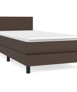 Krevet s oprugama i madracem smeđi 90 x 200 cm od umjetne kože