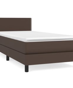 Krevet s oprugama i madracem smeđi 90 x 200 cm od umjetne kože