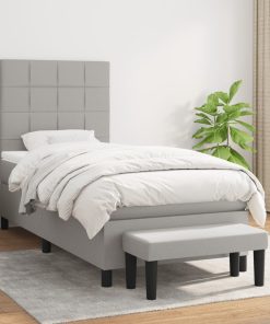 Krevet s oprugama i madracem svjetlosivi 100x200 cm od tkanine