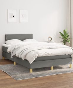 Krevet s oprugama i madracem tamnosivi 120 x 200 cm od tkanine