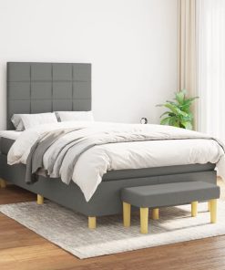 Krevet s oprugama i madracem tamnosivi 120 x 200 cm od tkanine