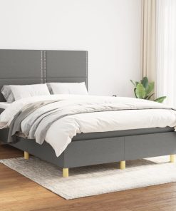 Krevet s oprugama i madracem tamnosivi 140x190 cm od tkanine
