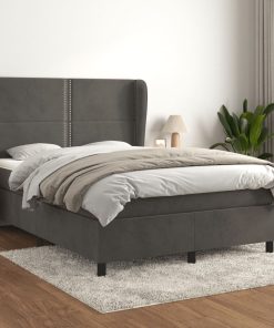 Krevet s oprugama i madracem tamnosivi 140x200 cm baršunasti