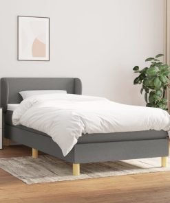 Krevet s oprugama i madracem tamnosivi 90x200 cm od tkanine