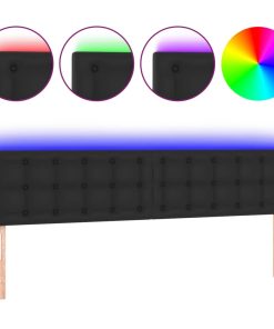 LED uzglavlje crno 180 x 5 x 78/88 cm od umjetne kože