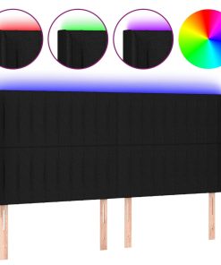 LED uzglavlje crno 183 x 16 x 118/128 cm od tkanine