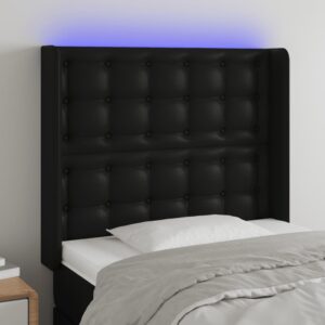 LED uzglavlje crno 93x16x118/128 cm od umjetne kože