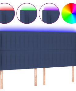 LED uzglavlje plavo 183 x 16 x 118/128 cm od tkanine