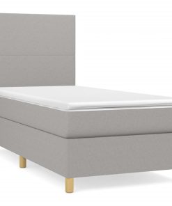 Okvir kreveta s oprugama i madrac svjetlosivi 90x200cm tkanina