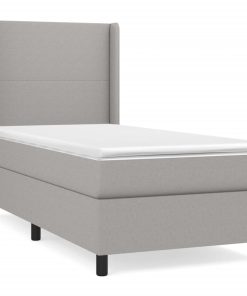 Okvir kreveta s oprugama i madrac svjetlosivi 90x200cm tkanina