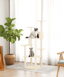 Penjalica za mačke sa stupovima za grebanje krem 153 cm