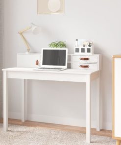 Radni stol bijeli 110 x 50 x 93 cm od masivne borovine