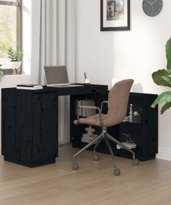 Radni stol crni 110 x 50 x 75 cm od masivne borovine