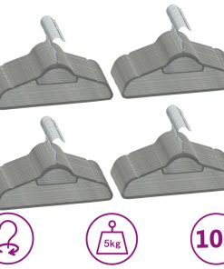 100-dijelni set vješalica za odjeću protuklizni sivi baršunasti
