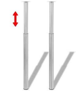 2 Teleskopske Noge za Stol Brušeni nikal 710 mm-1100 mm