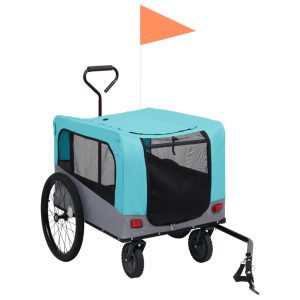 2-u-1 prikolica za bicikl i kolica za kućne ljubimce plavo-siva