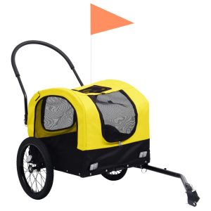2-u-1 prikolica za bicikl i kolica za kućne ljubimce žuto-crna