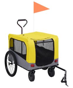 2-u-1 prikolica za bicikl i kolica za kućne ljubimce žuto-siva