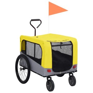 2-u-1 prikolica za bicikl i kolica za kućne ljubimce žuto-siva