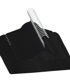 20-dijelni set vješalica za odjeću protuklizni crni baršunasti