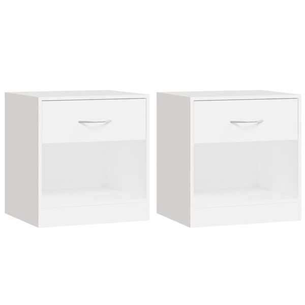 242547 Nightstand 2 pcs with Drawer White