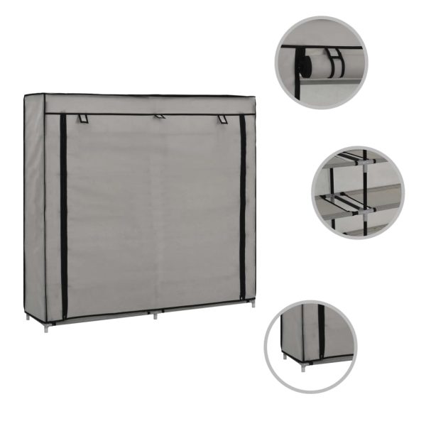 282434 Shoe Cabinet with Cover Grey 115x28x110 cm Fabric
