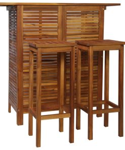 3-dijelni set barskog stola i stolica od masivnog bagremovog drva